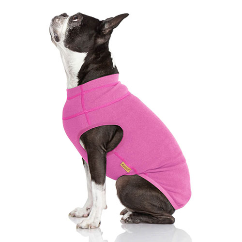 Gooby Office dog wearing microfiber stretch fleece vest